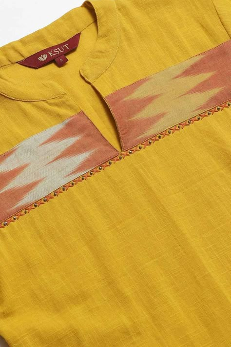 Ikkat Kurta Designs, Collar Kurti Design, Plain Kurti Designs, Churidar Neck Designs, Kurti Sleeves Design, New Kurti Designs, Kurta Patterns, Kurtas For Women, Kurti For Women