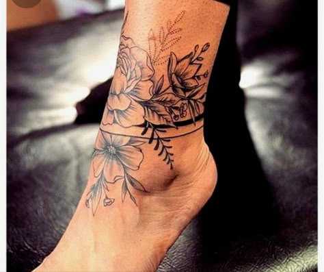 Ankle Tattoos For Women Anklet, Anklet Tattoo, Tattoo Ankle, Ankle Tattoo Designs, Ankle Tattoos For Women, Anklet Tattoos, Ankle Tattoos, Leg Tattoos Women, Women Flower