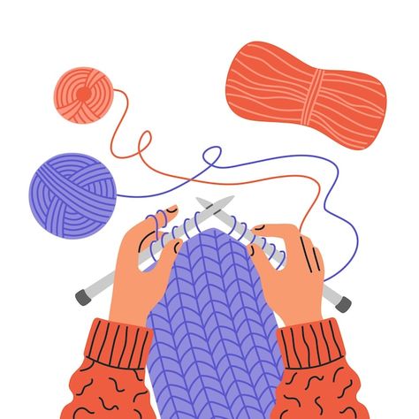 Knitting Drawing Reference, Knitting Illustration Drawing, Crocheting Illustration, 4 Yarn Crochet Patterns, Size 4 Yarn Crochet Pattern, Knitting Vector, Yarn Cartoon, Knit Illustration, Braids Illustration