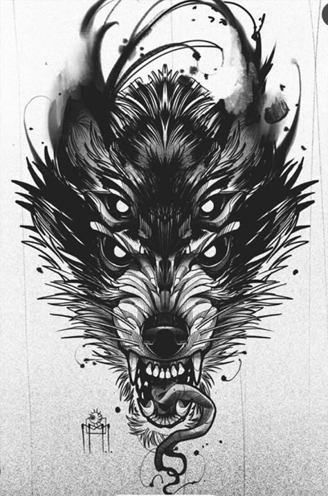 Demon Wolf Tattoo, Hellhound Tattoo, Fenrir Tattoo, Sketch Style Tattoos, Demon Wolf, Demon Tattoo, Wolf Tattoo Design, Creepy Tattoos, Dark Art Tattoo