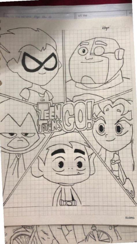 Stuff To Draw Cartoon, Box Doodle Art, Teen Titans Drawing Sketches, Cartoon Collage Drawings, Cartoon Sketch Ideas, Teen Titans Go Drawing, Superhero Doodles, Simple Marvel Drawings, Drawing Ideas Marvel