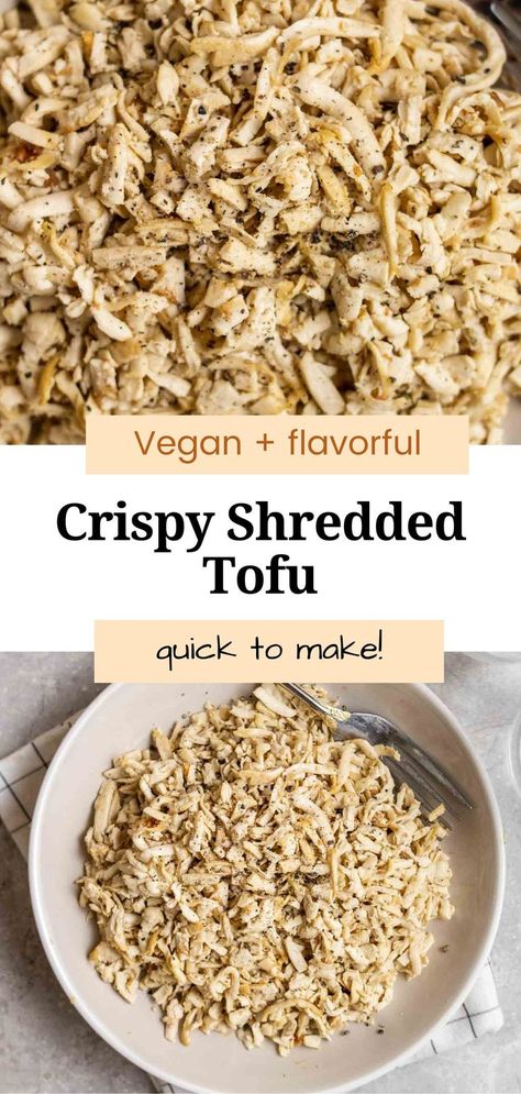 If you are looking for a unique way to cook tofu, try this shredded tofu! It is crispy, packed with flavors, and is a great meatless substitute for shredded chicken. This recipe is also incredibly easy to make! Shredded Tofu Recipe, Easy Tofu Recipes, Shredded Tofu, Ways To Cook Tofu, Air Fryer Tofu, Cook Tofu, Tofu Recipes Easy, Vegetarian Substitutes, Tofu Chicken