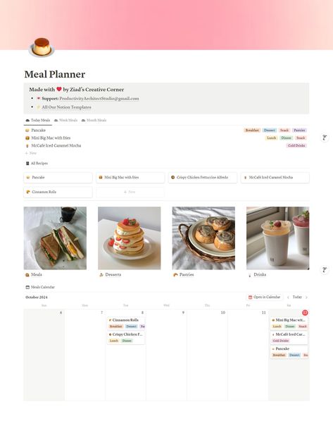 No more last-minute meal decisions! With this Notion Meal Planner Template, you can: 🌸 Organize daily & weekly meals in style 📖 Categorize your favorite recipes 🍱 Add photos to make your meal ideas pop 🌿 Fully customizable for your unique taste!  👉 Grab it here: https://ko-fi.com/s/72422de979  #notiontemplates #notion #notiontemplates #notiondashboard #notiondashboard #aestheticnotiondashboard #aestheticnotion #widgets #recipes #mealplanner #mealplannernotion #recipebook #recipecards #food Notion Recipe Template, Goodnotes Template Free Meal Planner, Notion Food, Recipe Templates Free, Meal Prep Template, Notion Meal Planner, All Recipes Pancakes, Meal Calendar, Free Meal Planner