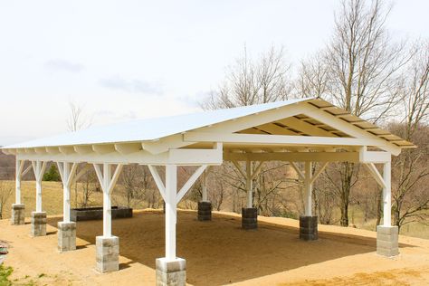 We're building a 24x40 ft pavilion in our backyard! Follow along for all the details at www.fletchercreekcottage.com Carport Pavilion, Farmhouse Pavilion, Outdoor Pavillion Ideas, Diy Pavilion, Gallery Wall Lighting, Event Venue Ideas, Outdoor Pavillion, Wedding Pavilion, Pavilion Plans