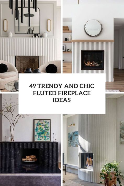 trendy and chic fluted fireplace ideas cover Tiled Fireplace Surround Ideas, Fluted Marble Fireplace, Fluted Tile Fireplace, Fluted Fireplace Surround, Fluted Fireplace, Minimalist Fireplace, Linear Fireplace, Double Sided Fireplace, Neutral Furniture