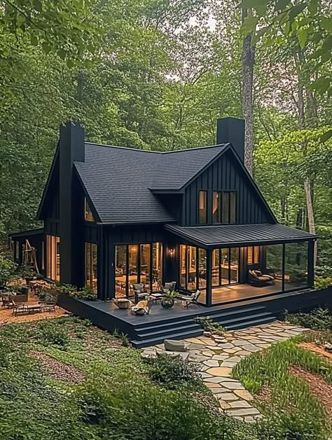 Mountain Style Homes, Rustic Home Exterior, Hut House, Cabin Retreat, Tiny House Community, Dark House, Cabin Exterior, Storybook Cottage, Cabin Cottage