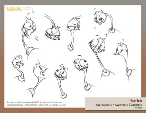 Cartoon birds - expressions Ostrich Character Design, Cartoon Ostrich, Animal Character Design, Bird Sketch, Drawing Examples, Cartoon Birds, Book Illustration Art, Animal Character, Drawing Expressions