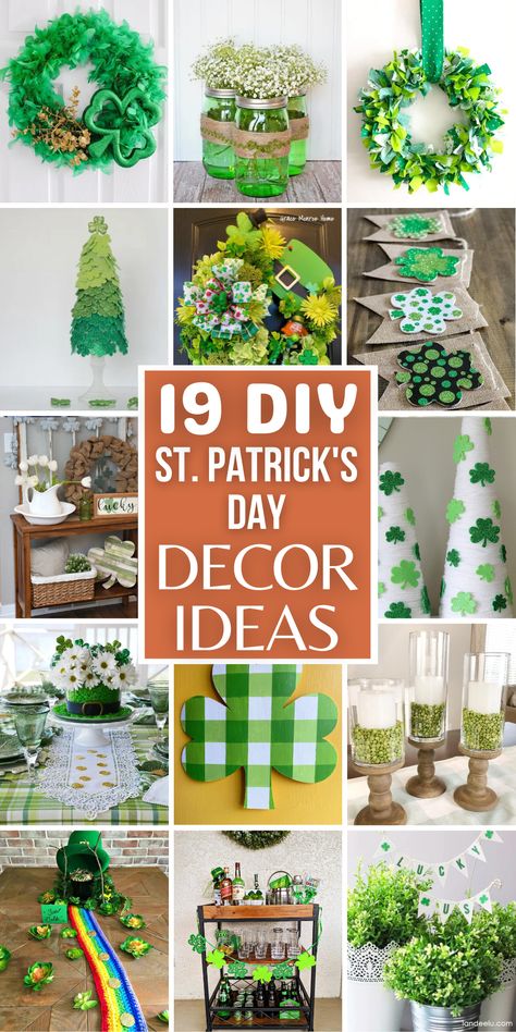 Are you looking to add some personal touch to your St. Patrick's Day decor ideas? Check out these incredible DIY St. Patrick's Day decorations that you can make right at home! From shamrock garlands to leprechaun hats and DIY St. Patrick’s Day Centerpieces, these creative DIY projects are easy to make and perfect for decoration. Diy St Patricks Day Decor, Shamrock Garland, St Patricks Decorations, St. Patrick's Day Diy, St Patric, Fete Saint Patrick, St Patricks Day Crafts, St Patricks Crafts, St Patricks Day Decor