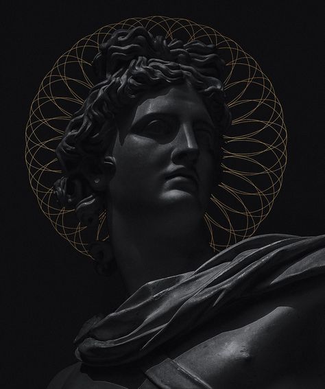 Billelis greek roman gods sacred geometry Black And Gold Aesthetic, Carpe Noctem, Gold Aesthetic, Dark Aesthetic, Dark Art, Aesthetic Art, Black And Gold, Black Background, Sculpture Art