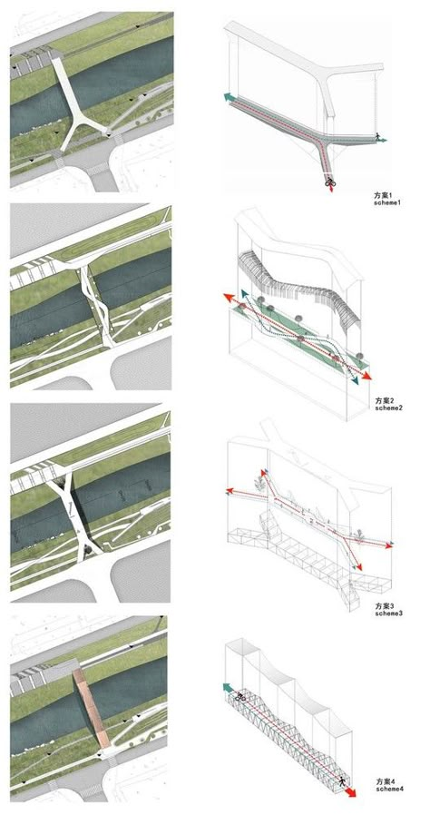 Footbridge Design Architecture, Urban Pedestrian Design, Urban Pedestrian Bridge, Bridge Plan Architecture, Pedestrian Bridge Design Concept, Urban Planing Concept, Pedestrian Bridge Architecture, Bridge Design Architecture, Bridge Architecture Design