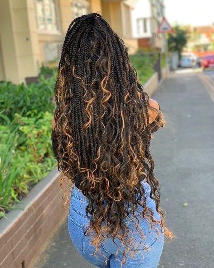 83 Box Braid Pictures That'll Help You Choose Your Next Style | Un-ruly Braid Pictures, Box Braids Pictures, Braids With Curly Ends, Honey Blond, Faux Loc, Braids Pictures, Braids Styling, Goddess Braids Hairstyles, Box Braids Hairstyles For Black Women