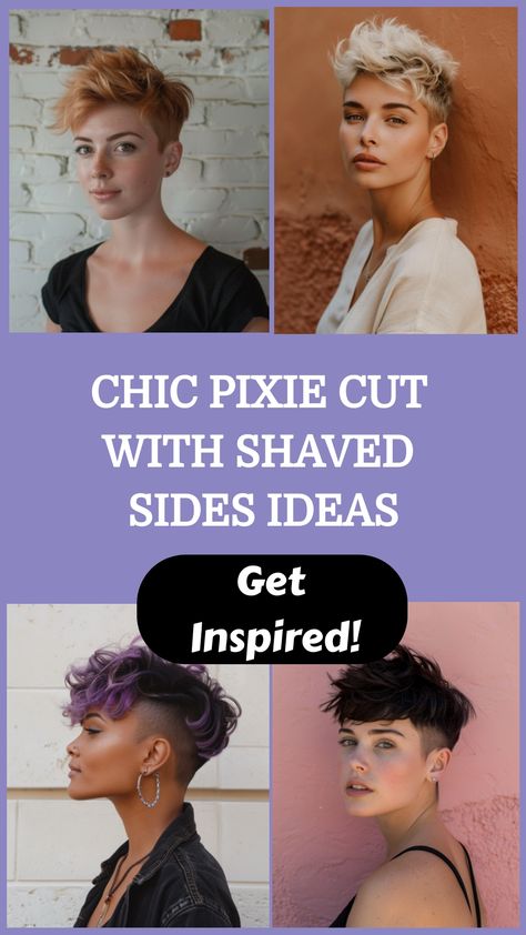 Discover trendy Pixie Cut With Shaved Sides Ideas For a Fierce and Fabulous Look that will make you stand out from the crowd. Whether you prefer a bold undercut or a subtle shave, this edgy hairstyle is perfect for those who dare to be different. Embrace your unique style with a Pixie Cut Shaved Sides that exudes confidence and personality. Explore various Pixie Haircut With Shaved Sides options to find the perfect look that suits your individuality. How To Style Shaved Sides Hairstyles, Pixie Shaved Haircut, Very Short Pixie Haircut Shaved Sides Curly Hair, Easy To Style Pixie Haircut, Short Hair One Side Shaved, Feminine Mohawk, Short Hair Styles Pixie Undercut, Pixie Mohawk Shaved Sides, Pixie Fade