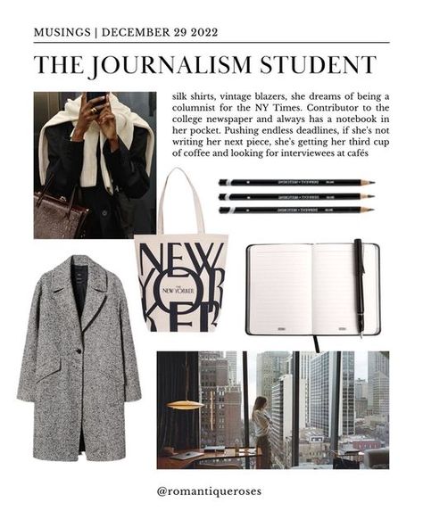 Journalism Student Aesthetic, Journalist Aesthetic Outfit, Female Journalist Aesthetic, Journalist Outfit, Jobs Aesthetic, Journalism Job, Fashion Journalist, College Newspaper, Journalism Major