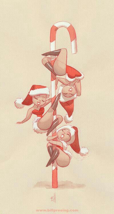 pole dance christmas! Bill Presing, Pole Art, Yoga Iyengar, Aerial Arts, Pole Fitness, Deviant Art, Christmas Illustration, Pin Up Art, Pole Dance