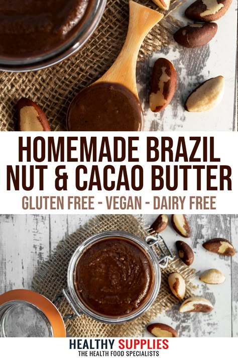 Easy homemade brazil nut butter. Delicious, healthy spread. Sweet, chocolatey & smooth. Great addition to ice creams or desserts. Anchovy Butter, Butter At Home, Nut Butter Recipes, Healthy Crisps, Brazil Nut, Cacao Butter, Brazil Nuts, Dried Bananas, Dried Blueberries