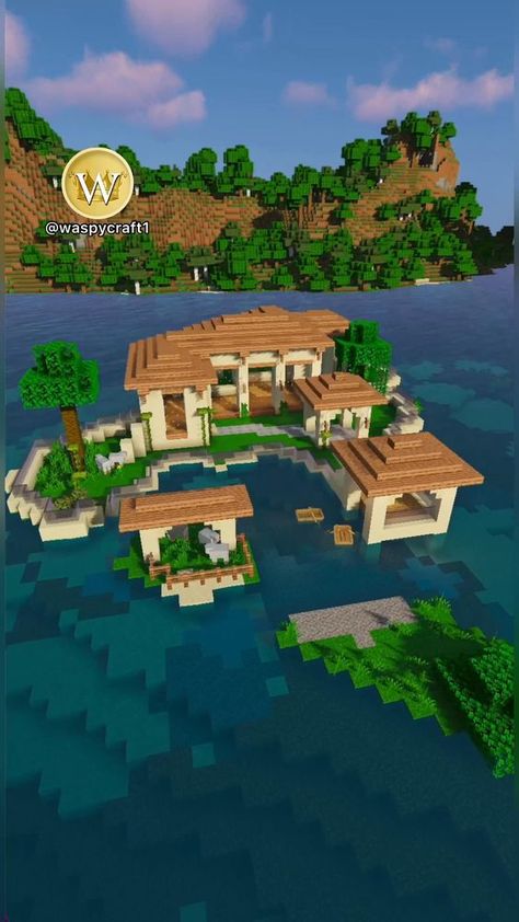 Small Island House, Minecraft Water House, Minecraft Beach House, Minecraft Underwater, Modern Minecraft Houses, Construction Minecraft, Minecraft Garden, Case Minecraft, Luxury Island