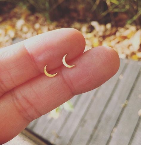 Crescent Moon Minimalist & dainty hypoallergenic Earrings. | Etsy Gifts For Girls Birthday, Tongue Bars, Moon Stud Earrings, Galaxy Earrings, Half Moon Earrings, Earrings Hypoallergenic, White Gold Studs, Nose Studs, Crescent Moon Earrings