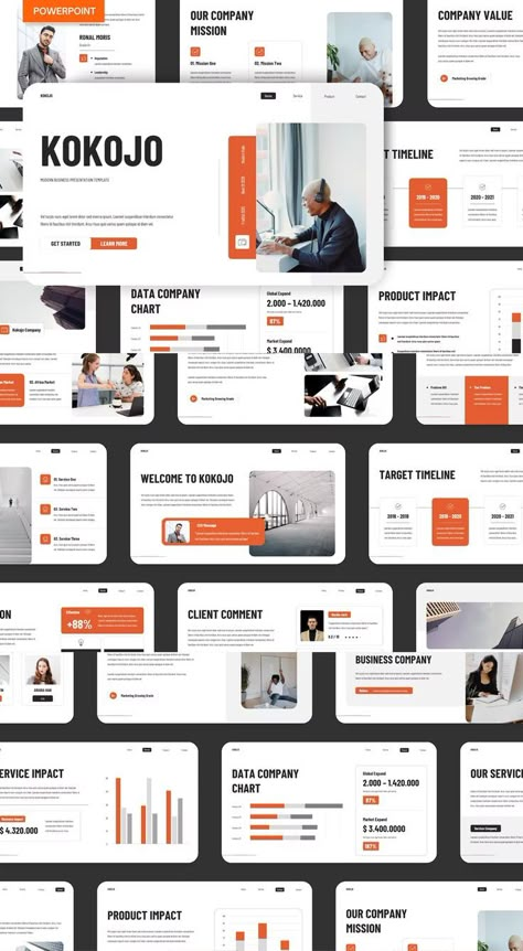 Orange Powerpoint Template, Orange Presentation, Marketing Ppt Template, Orange Website, Orange Template, Corporate Website Design, Marketing Powerpoint, Business Web Design, 포트폴리오 레이아웃