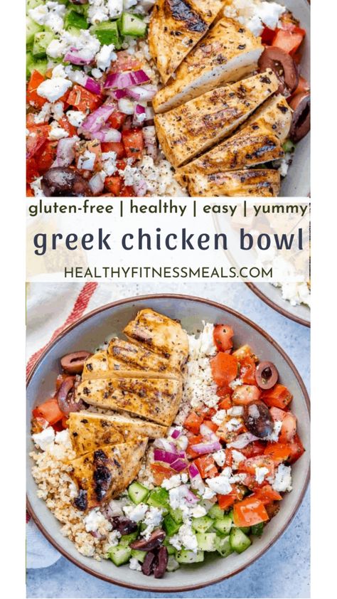 Greek Chicken Bowl The Best Healthy Greek Chicken Bowl, Keto Chicken Bowl Recipes, Luna Grill Santorini Bowl Recipe, Barbecue Chicken Bowl, Easy Greek Chicken Bowls, Healthy Greek Chicken Bowls, Greek Chicken Bowls With Tzatziki, Greek Chicken Orzo Bowl, Rotisserie Chicken Bowl