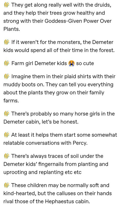 Demeter Cabin Aesthetic, Hermes Cabin Headcanons, Cabin 4 Demeter Aesthetic, Demeter Cabin Headcanons, Pjo Demeter Cabin, Children Of Demeter, Demeter Cabin, Zeus Cabin Headcanons, Pjo Cabin Headcanons