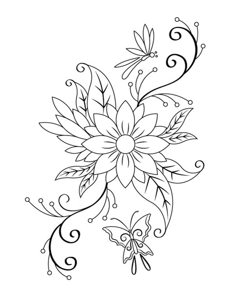 Printable Spring Flower Coloring Page Trace Flowers Free Printable, Flower Patterns Template Free Printable, Pyrography Art Free Printable, Nature Coloring Pages Free Printable, Sunflower Pattern Free Printable, Free Printable Stencil Designs, Stencil Patterns Printable Design, Pyrography Patterns Printable, Beautiful Pencil Drawings