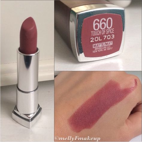 Maybelline Color Sensational Creamy Mattes in Touch of Spice. Follow my instagram @mellyfmakeup Maybelline Divine Wine, Superstay Maybelline, Maybelline Lipstick, Alat Makeup, Touch Of Spice, Maybelline Color Sensational, Makeup 101, Batons Matte, Kesha