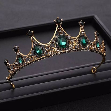 Green Tiara, Crown Bridal Hair, Crystal Crowns, Crystal Crown Tiaras, Crown Headdress, Hair Tiara, Queens Tiaras, Crystal Crown Wedding, Green Princess