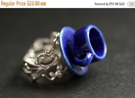 VALENTINE SALE Cobalt Blue Teacup Ring. China Cup Ring. Miniature Tea Cup Ring. Royal Blue Ring. Silver Filigree Ring. Adjustable Ring. Hand by StumblingOnSainthood from Stumbling On Sainthood. Find it now at https://etsy.me/2FUCxup! Royal Blue Ring, Teacup Ring, Blue Teacup, Feminine Jewelry, Delicate Feminine, Valentines Sale, Blue Ring, My Tea, China Cups