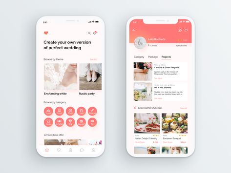 Wedding Vendor App Exploration by Cahyani Figma App Design, Wedding Planning App, Dashboard App, Ui Design Ideas, App Home Screen, Wedding Planning Apps, Wedding App, Wedding Planner App, Wedding Apps