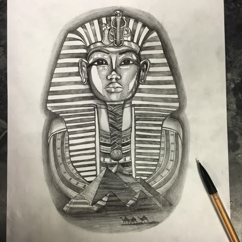 Pharoah Tattoo, King Tut Tattoo, Pharaoh Tattoo, Egypt Tattoo Design, Egyptian Eye Tattoos, Egyptian Tattoos, Egyptian Drawings, Drawing Tut, Egyptian Tattoo Sleeve