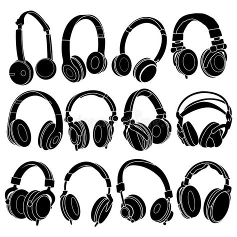 Headphone Silhouettes Set. In several models #Sponsored , #AFFILIATE, #PAID, #Headphone, #Set, #models, #Silhouettes Headphone Sketch, Headphones Tattoo, Headphones Drawing, Headphones Art, Graphic Equalizer, Tattoo Music, Dj Headphones, Headphones Design, Music Tattoos