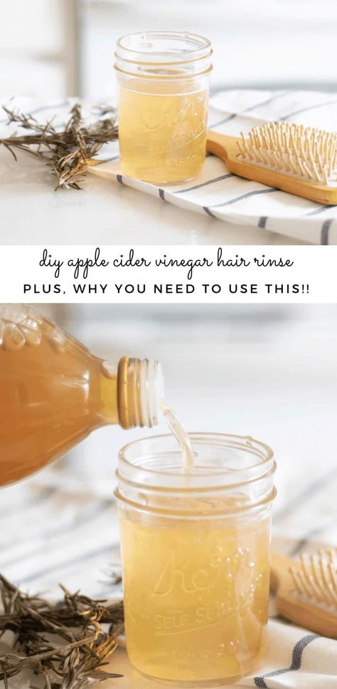 This DIY apple cider vinegar hair rinse will promote shine, cleanse the hair, reduce tangle and so much more! Apple cider vinegar has amazing benefits for the hair and may be just the thing your hair needs. #hairrinse #applecidervinegar #applecidervinegarforhair #homemadeshampoo #homemadehairrinse Diy Apple Cider Vinegar, Apple Cider Hair, Hair Rinse Diy, Acv Hair, Apple Cider Vinegar Hair, Apple Cider Vinegar Hair Rinse, Diy Apple Cider, Vinegar For Hair, Vinegar Hair Rinse