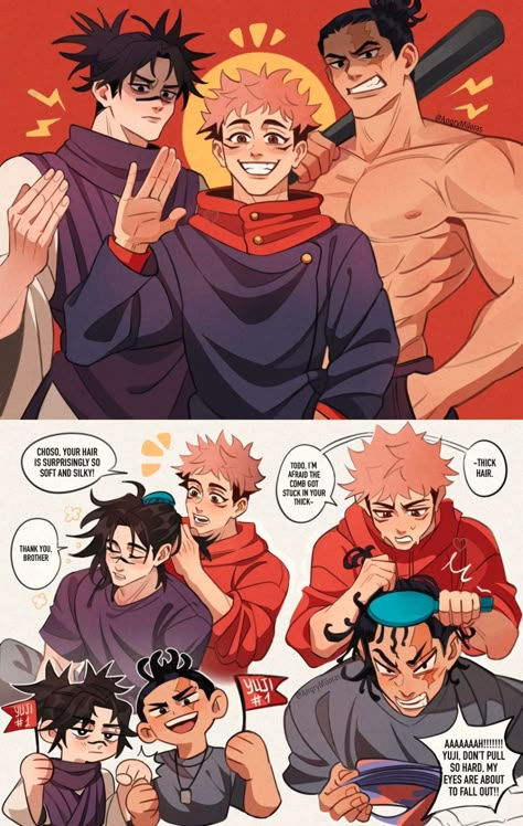 ▻ Yuji’s protective brothers 💕#呪術廻戦 #JujutsuKaisen /MWtkZ Anime Protective Brother, Yuji Itadori X All, Choso And Itadori Cute, Yuuji And Choso Fanart, Agreed Reaction Pic, Jjk Choso And His Brothers, Yuji And His Brothers, Yuji And Sukuna Brothers, Itadori And Choso Fanart