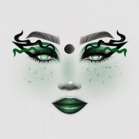 Snake Queen Costume, Green Snake Makeup Looks, Snake Make Up Eyes, Scary Tinkerbell Costume, Medusa Make Up Ideas, Medusa Makeup Ideas Simple, Medusa Inspired Makeup, Snake Makeup Look Easy, Medusa Makeup Look