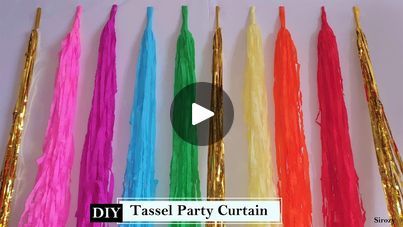 Very Easy DIY Fringe Tassel Tail For Balloon & Party Decorations | rainbow, party, curtain, tassel | A very easy way to make handmade fringe tassel curtain tails which you can use for your backdrop or as a balloon tail. Very beautiful party decoration in... | By Sirozy | Facebook Balloon Party Decorations, Diy Fringe, Party Curtain, Tassel Curtains, Balloon Party, Rainbow Party, Tassel Fringe, Party Balloons, Party Decoration