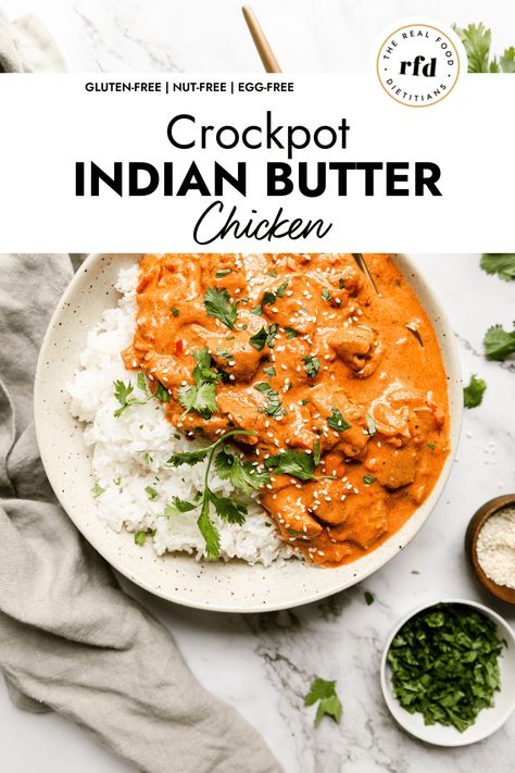 Creamy and flavorful Crockpot Butter Chicken comes together easily in your slow cooker for a satisfying Indian-inspired dinner you'll love. Butter Chicken Healthy, Butter Chicken Recipe Crockpot, Crockpot Butter Chicken, Healthy Butter Chicken Recipe, Butter Chicken Slow Cooker, Homemade Butter Chicken, Saucy Chicken, Butter Chicken Recipe Indian, Murgh Makhani