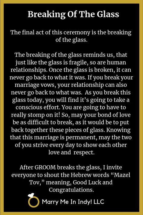 Jewish breaking of the glass wedding ceremony script. Non Traditional Wedding Ceremony Ideas Scripts, Breaking Of The Glass Wedding, Clear Glass Wedding Vows, Wedding Ceremony Script Christian, Wedding Ceremony Scripts, Vows Quotes, Ceremony Script, Wedding Ceremony Script, He Said She Said