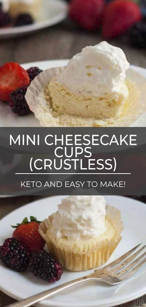 Looking for a rich and satisfying keto dessert? Dive into these Mini Cheesecake Cups – they're crustless, creamy, and oh-so-delicious! Keto Mini Cheesecake, Mini Cheesecake Cups, Kasey Trenum, Keto Cheesecakes, Healthy Cheesecake Recipes, Mini Cheesecake Recipes, Healthy Cheesecake, Sugar Free Recipes Desserts, Cheesecake Cups