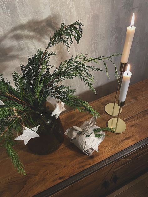 Christmas sideboard styling Christmas Sideboard Decor, Warm Candles, Christmas Sideboard, Star Ceramic, Sideboard Decor, Eco Friendly Materials, Ceramic Christmas Trees, Ceramic Christmas, Christmas Collection