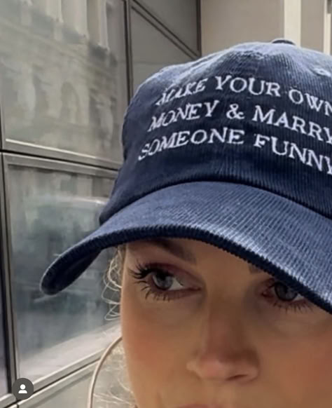 Navy Blue Corduroy Hat with House Rules "Make your own money & marry someone funny" embroidered in white. 5 stars on the back for good luck and protection. THE OG- DRUKCOTTON Anna Winck, Funny Shirt Ideas, Trendy Hats, Silly Shirt, Dorothy Parker, Corduroy Hat, Funny Hats, Trendy Hat, Blue Corduroy