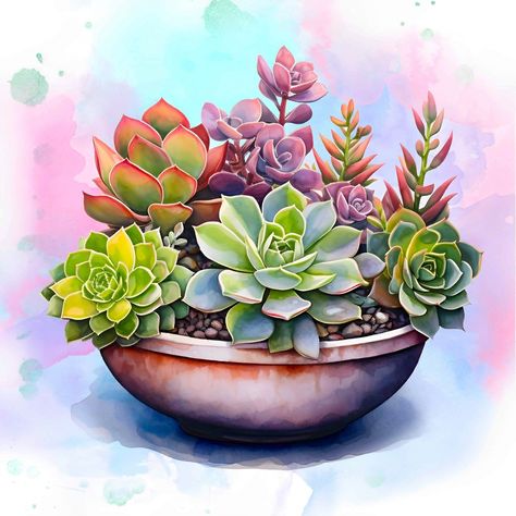 Cactus Wood, Plant Clipart, Food Illustration Design, Succulent Painting, Succulent Art, Cactus Painting, Cactus Art, Watercolor Painting Techniques, Seasons Art