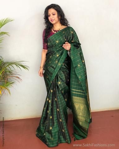 SAREES – sakhifashions Green Color Saree Contrast Blouse, Copper Zari Blouse Design, Bottle Green Kanjivaram Saree Silk, Bottle Green Saree Contrast Blouse, Zari Blouse Design, Green Saree Contrast Blouse, Contrast Saree, Saree Contrast Blouse, Bottle Green Saree