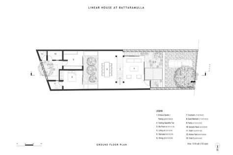 Studio Palinda Kannangara dotted a single family house with several courtyards and gardens, to have a forest feel within a busy neighborhood in Battaramulla, Sri Lanka. Japanese House Plan, Narrow Floor Plans, Sri Lankan Architecture, Motel Design, Indonesian House, Residential Facade, Courtyard Houses, Martin House, Architecture Collage