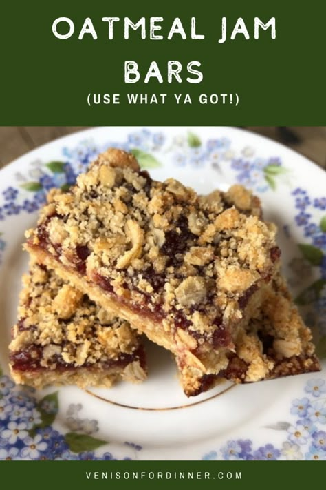 Recipes Using Jam, Oatmeal Jam Bars, Recipe Using Jam, Jam Uses, Jam Bar, Venison For Dinner, Jam Bars, Egg Free Cookies, Dried Fruit Mix