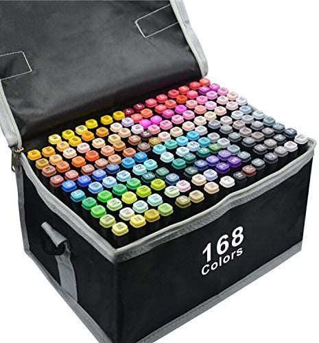 Amazon.com : 168 Colors Alcohol Markers Dual Tips Permanent Art Markers Pen for Kids & Adult (168black) : Office Products Highlighter Sketch, Artist Markers, Art Markers, Highlighter Pen, Art Pen, Coloring Apps, Sketch Markers, Pen Sketch, Art Pens