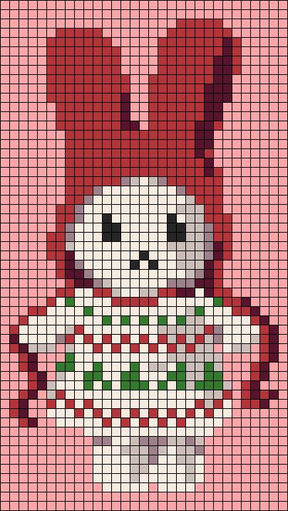 Miffy Pixel Art, Miffy Grid Pattern, Miffy Alpha Pattern, Sanrio Tapestry Crochet, Miffy Tapestry Crochet, Tapestry Crochet Patterns Charts Free, Miffy Cross Stitch Pattern, Crochet Tapestry Pattern Sanrio, Pixel Crochet