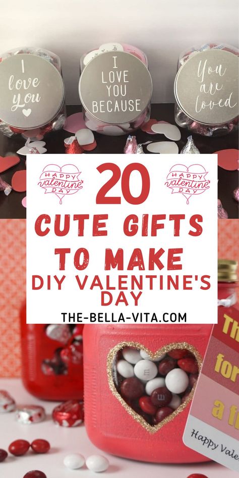 These 20 DIY Valentines day gifts are perfect for you to make for that someone special! Treat your loved one with these gifts! Small Cheap Valentines Day Gifts, Protein Valentines Gift, Bulk Valentines Day Gifts, Gifts To Make For Valentines Day, Diy Gift Valentines Day, Tiny Valentines Day Gifts, Secret Pal Valentine Gift Ideas For Coworkers, Handmade Gifts Valentines Day, Valentines Gift For Friends Cheap