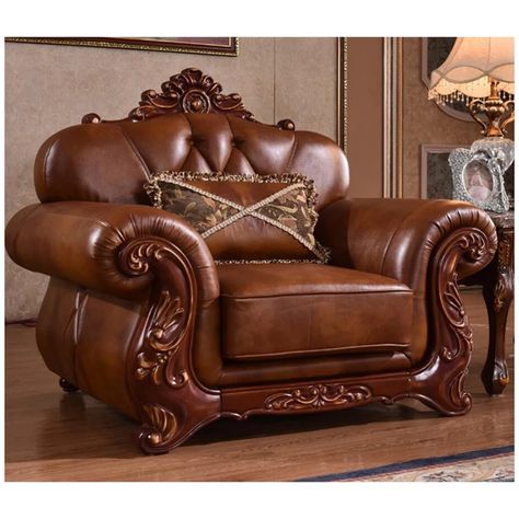 High Quality European Antique Living Room Sofa Furniture Genuine Leather Set Xhs008 - Living Room Sofas - AliExpress Sofa Kulit, Antique Living Room, Furnitur Ruang Keluarga, Oak Armchair, Set Sofa, Oak Chair, Wood Arm Chair, Traditional Chairs, Living Room Collections