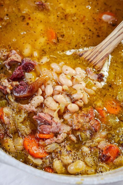 Hammocks And Beans, Beans And Ham Hocks, What To Serve With Ham, Hock Recipes, Lima Beans And Ham, Crockpot Ham And Potatoes, Beans With Ham, Ham Hock Soup, Ham Hocks And Beans