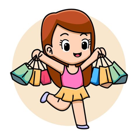 Cute shopping girl cartoon illustration | Premium Vector #Freepik #vector #woman-shopping #woman-shop #fashion-shopping #happy-shopping Logo Design Women, Shopping Online Logo, Boutique Logo Design, Beautiful Logos Design, Online Shop Design, Shop Logo Design, Animal Room, Graphic Design Tools, Grammar Worksheets